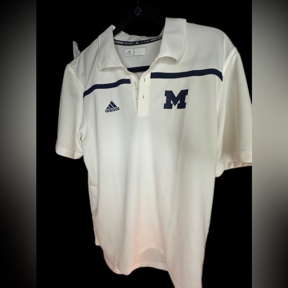 VTG Men's Adidas‎ Climalite Michigan Wolverines White Performance Polo Men's - Picture 2 of 12